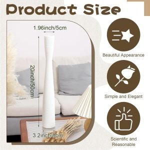 Goodsright Decor 2 Pack 20'' White Floor Vases Tall Ceramic Vase Skinny Long Floor Vase for Pampas Grass Modern Minimalist Tall Vase Flower for Fireplace Living Room Home Decor