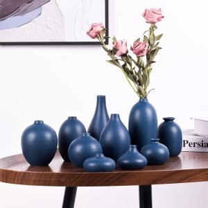 Goodsright Decor Navy Blue Ceramic Small Vases for Decor,10 Pack Blue Tiny vases for Flowers, Boho Small vases for centerpieces, Mini Bud Pampas Grass vases for Decor, for Coffee Table Entryway Bookshelf