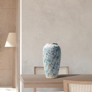 Goodsright Decor Blue Ceramic Vase 13.4 Inch Rustic Farmhouse Vase Bubble Finish Tall Unique Flower Vase for Home Decor Large Pottery Decorative Vase for Living Room Table Floor Decoration