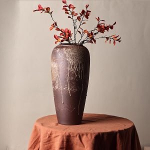 Goodsright Decor Rustic Ceramic Flower Vase Farmhouse Pottery Clay Tall Terracotta Floor Vases for Decorative Centerpiece Home Decor Aesthetic Living Room Bedroom Table Housewarming Gift (M)