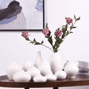 Goodsright Decor White Small Vase for Home Decor,White Ceramic Vase Set of 12,White Matte Boho Vase for Decorative Dried Flowers Pampas Grass Decoraitons,Dining Table Centerpieces Rustic Living Room Decor