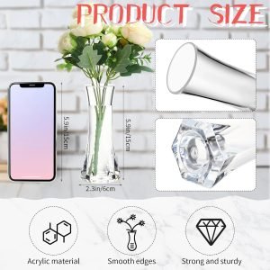 Goodsright Decor 24 Pcs Acrylic Glass Bud Vases Bulk Small Clear Vases for Flowers Height Shatterproof Plastic Crystal Bud Vase for Centerpieces Wedding Home Table Decorations Formal Dinners