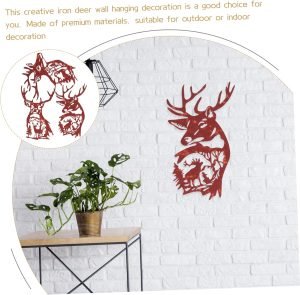 Goodsright Decor 9 Pcs Deer Decoration Metal Elk Wall Art Decor Metal Christmas Wall Art Iron Deer Wall Decor Deer Silhouette Wall Decor Front Door Material (wrought Iron Hanging on The Door