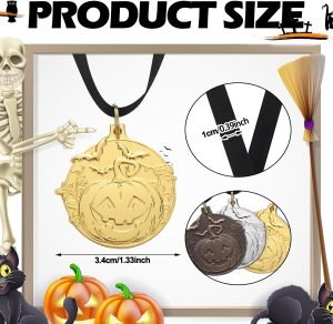 Goodsright Decor 72 Pcs Halloween Pumpkin Medals for Kids Bulk Halloween Contest Awards Gold Silver Bronze Medals 1st 2nd 3rd Carving Pumpkin Medals with Ribbon for Halloween Parties Fall Season Holiday