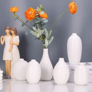 Goodsright Decor White Small Vase for Home Decor,White Ceramic Vase Set of 12,White Matte Boho Vase for Decorative Dried Flowers Pampas Grass Decoraitons,Dining Table Centerpieces Rustic Living Room Decor