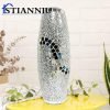 Goodsright Decor Decorative Shine Vase Stunning Handmade Mosaic Crackle Glass House Decor Table Centerpieces Modern Room Decoration (Hu-Silver)