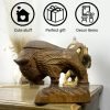 Goodsright Decor Hand-Carved Wooden Bison Statue - Artistic Wood Figurine of The American Buffalo - Collectible Wildlife Accent for Home Decor - Natural Brown Finish, 5.2 Inches