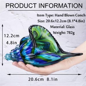 Goodsright Decor Glass Conch, Hand Blown Seashell Art Glass Figurine, Beautiful Home Decor, Crystal Glass Paperweight