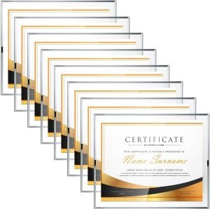 Goodsright Decor 8 Pcs 8.5 x 11 Picture Frame Set Glass Certificate Frame Clear Diploma Frames Document Frame for Photo Gift Award Tabletop Display