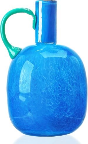 Goodsright Decor 8inch Blown Glass Bubble Vase Collection Modern Art Flower Vase Decoration for Home Decor Living Room,Office,Centerpiece,Table and Wedding,Blue
