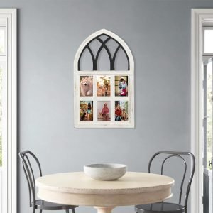 Goodsright Decor 4x6 Rustic Picture Frames Collage, Arched White Windowpane Photo Frames Wall Decor for Living Room, Entryway, 6-Opening