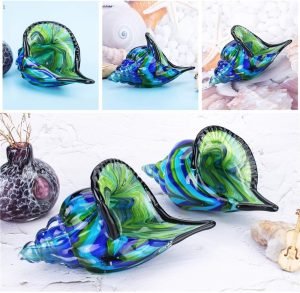 Goodsright Decor Glass Conch, Hand Blown Seashell Art Glass Figurine, Beautiful Home Decor, Crystal Glass Paperweight