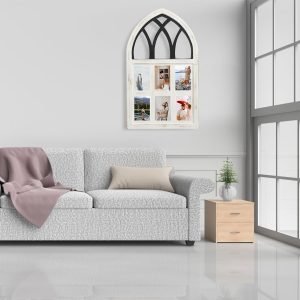 Goodsright Decor 4x6 Rustic Picture Frames Collage, Arched White Windowpane Photo Frames Wall Decor for Living Room, Entryway, 6-Opening
