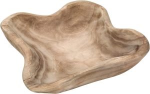 Goodsright Decor Wavy Live Edge Wooden Dough Bowl for Decor 16" L Natural Root Wood Hand Carved Decorative Wooden Farmhouse Fruit Bowl, Home Decoration Centerpiece, Dining Room Table Display Bowl