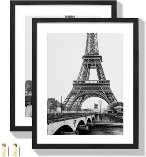 71KHAFRy3mL._AC_SL1500 Goodsright Decor 18x24 Aluminum Picture Frame Set of 2 - Displays Poster 16x20 with Mat or 18 x 24 without Mat, Black Metal Gallery Frame, Wall Horizontal or Vertical Display - Wall Hook Included