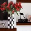 Goodsright Decor Large Checkered Vase, Modern Home Decor, Decorative Ceramic Flower Vase, Aesthetic Black & White Room Decor for Office, Bedroom, Living Room (11.25?? Tall)