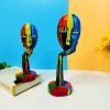 Goodsright Decor Abstract Thinker Sculpture Colorful Women Face Statue Resin Art Figurine Home Decorations for Living Room Book Shelf TV Bar Cabinet Desk Table Top Ornament??Multi A, 15 inch??