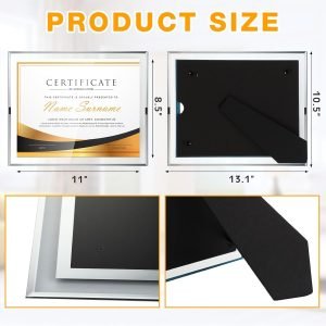 71ONdnZJ5aL._AC_SL1500 Goodsright Decor 8 Pcs 8.5 x 11 Picture Frame Set Glass Certificate Frame Clear Diploma Frames Document Frame for Photo Gift Award Tabletop Display