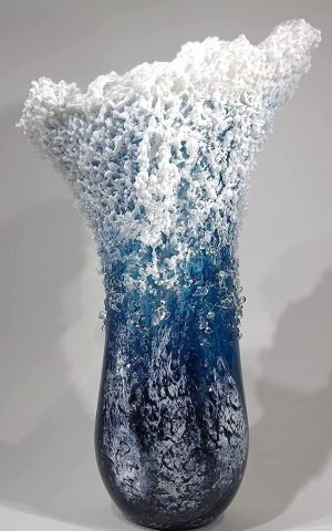 Goodsright Decor Wavy Vase Resin Desktop Flower Pot Creative Resin Ocean Waves Ornament Decoration for Home Fused Crystal Desktop Decor Handmade Crafts (Vase 30/15/10 cm) (Big(30cm))