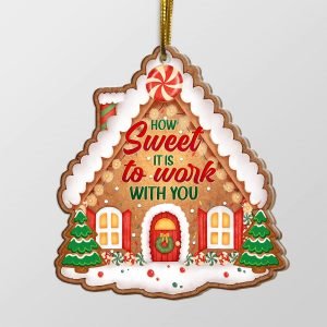 Goodsright Decor How Sweet It is to Work with You Custom Shaped Wooden Christmas Ornament Keepsake - Coworker, Wooden Ornament, Pack 3