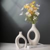 Goodsright Decor Extra Large Hollow Nordic Modern Ceramic Vases Set of 2, Milky White Aesthetic Round Donut Boho ins Style Flower Decorative Vase for Room Home Book Shelf Table Decor (Matte W 8.5" X H 11")
