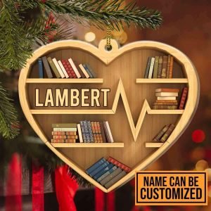 Goodsright Decor Personalized Books Heart Wooden Christmas Ornament - Book Lovers Ornament - Bookshelf Ornament, Wooden Ornament, Pack 3