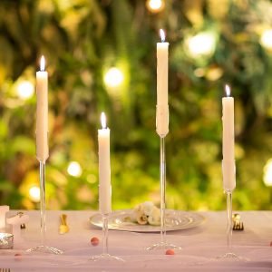 Goodsright Decor Glass Candle Holder Candlestick Holders: Taper Candle Holders 8Pcs Candle Stick Candle Holder, Clear Tall Candle Holders for Table Centerpiece Wedding Christmas Holiday Party Decorations??