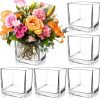 Goodsright Decor 6 Pack Square Glass Vases 5 x 5 x 5 Inch, Clear Cube Flower Vases for Centerpieces, Candle Holders for Wedding Party Home Decor