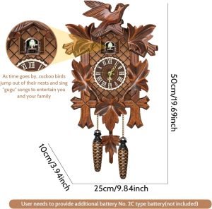 Goodsright Decor Cuckoo Clock with Working Bird Pendulum Wall Clock Wooden Cuckoo Clocks for Wall Coo Coo Clock with Night Mode for Living Room Bedroom Housewarming Gifts, Cuckoo Clock