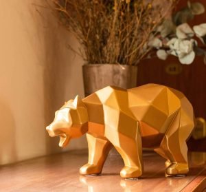 Goodsright Decor Animal Statues Home Decor Golden Bear Statue for Living Room Table Decor,Modern Sculpture Gift for Living Room, Bedroom, Office Desktop, Cabinet Shelf Decoration (Golden)