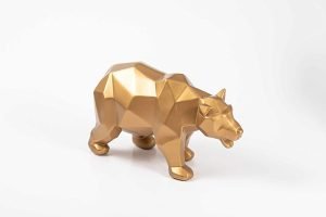 Goodsright Decor Animal Statues Home Decor Golden Bear Statue for Living Room Table Decor,Modern Sculpture Gift for Living Room, Bedroom, Office Desktop, Cabinet Shelf Decoration (Golden)