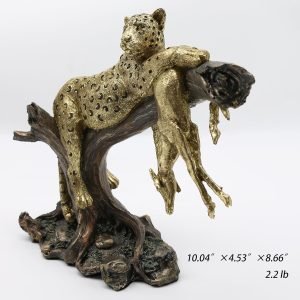 Goodsright Decor Leopard Hunting Antelope Statues, Wild Animal Jaguar Cheetah Figurines Decor, Predator Art Sculptures, Creative Decoration for Living Room Office, Resin 11''