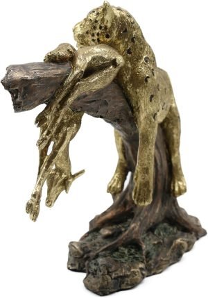 Goodsright Decor Leopard Hunting Antelope Statues, Wild Animal Jaguar Cheetah Figurines Decor, Predator Art Sculptures, Creative Decoration for Living Room Office, Resin 11''