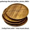 Goodsright Decor Acacia Wood Plates, Handcrafted, Durable, Shatter-Proof, Set of 4, for Dining Platters ?C Eco-Friendly, Natural, Sustainable, Rustic, Beautiful Wood Grains, 12" Diameter