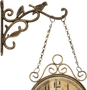 Goodsright Decor Vintage Double Side Silent Wall Clock Wrought Iron Hanging Time Clock Ornaments for Home Bedroom Dormitory Wall Double Side Wall Clock