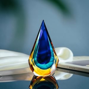 Goodsright Decor Yao Yuan Hand-Blown Glass Sculpture Glass Decor Murano-Style Glass Statue and Figurine Wonderful Gift, Blue and Green Color