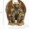 Goodsright Decor Steampunk Dungeon Roaring Gargoyle Gothic Statue Resin Gothic Sculpture Cyborg Sci-fi Collectible Figurine with Cool Gear for Home Table Book Shelf Man Cave Decor Gold