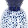 Goodsright Decor Small Pineapple Narrow Neck Glossy Blue and White 6 inch Porcelain Ceramic Vase