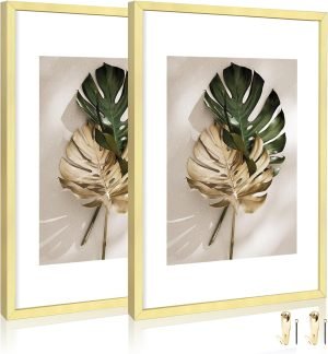 71aHBUjFJGL._AC_SL1500 Goodsright Decor 18x24 Aluminum Picture Frame Set of 2 - Displays Poster 16x20 with Mat or 18 x 24 without Mat, Black Metal Gallery Frame, Wall Horizontal or Vertical Display - Wall Hook Included