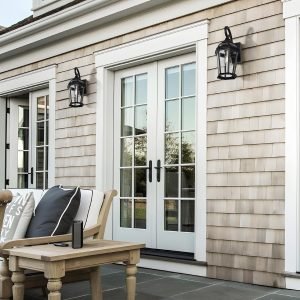 Goodsright Decor Outdoor Wall Lantern, Exterior Wall Light Fixtures, Black Porch Light with Tempered Glass, Anti-Rust Wall Lighting for House, Garage, Doorway