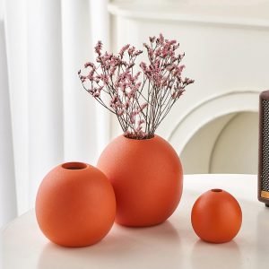 Goodsright Decor Ceramic Vase Set of 3 for Modern Home Decor, Boho Vase White Round Vase Minimalist Decorative Vase for Table Centerpiece Wedding Dining Living Room Office Entryway Coffee Table Decor