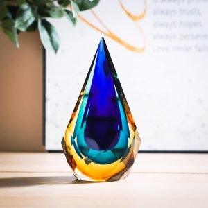 Goodsright Decor Yao Yuan Hand-Blown Glass Sculpture Glass Decor Murano-Style Glass Statue and Figurine Wonderful Gift, Blue and Green Color