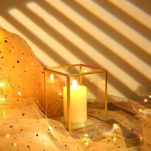 Goodsright Decor Glass Hurricane Candle Holder Set of 6 PCS, 4.9 x 3.9 inches Short and Mini Black Glass Candle Holder for Tea Light