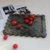 Goodsright Decor Natural Luxury Scalloped Marble Tray 10.8"x8", Green Rectangle Vanity Tray for Bathroom Kitchen Counter, Decorative Tray for Dresser Home Decor