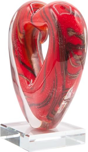 Goodsright Decor Dale Tiffany AS21274 Art Glass Sculpture 7" Tall Handcrafted Murano-Style Sculpture, Rossa Heart, Red