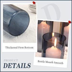 Goodsright Decor 6 Pcs Blue Glass Cylinder Vases Hurricane Candle Holders Pillar Candle Holders Vases Blue Vase Candle Holder Clear Glass Flowers Vases for Valentine Wedding Kitchen Table Centerpiece Decoration