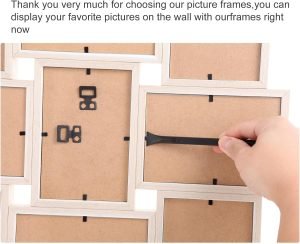 Goodsright Decor Picture Frames 4x6 inch (10.2x15.2cm) 9 Opening Wooden Picture Frames Collage Wall Decor Natural and White