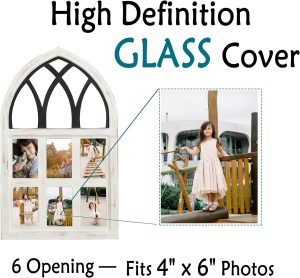 Goodsright Decor 4x6 Rustic Picture Frames Collage, Arched White Windowpane Photo Frames Wall Decor for Living Room, Entryway, 6-Opening