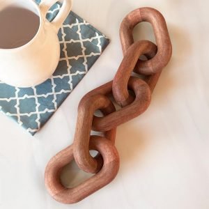 Goodsright Decor Acacia Wood Chain Link Decor- Natural Decorative Chain Links for Coffee Table Accessories, Book Shelves, Farmhouse, & Racks - Modern Rustic Home Decor Gift Ideas for Housewarming & Wedding