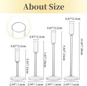 Goodsright Decor Glass Candle Holder Candlestick Holders: Taper Candle Holders 8Pcs Candle Stick Candle Holder, Clear Tall Candle Holders for Table Centerpiece Wedding Christmas Holiday Party Decorations??